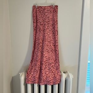 Topshop pink cheetah silky maxi skirt